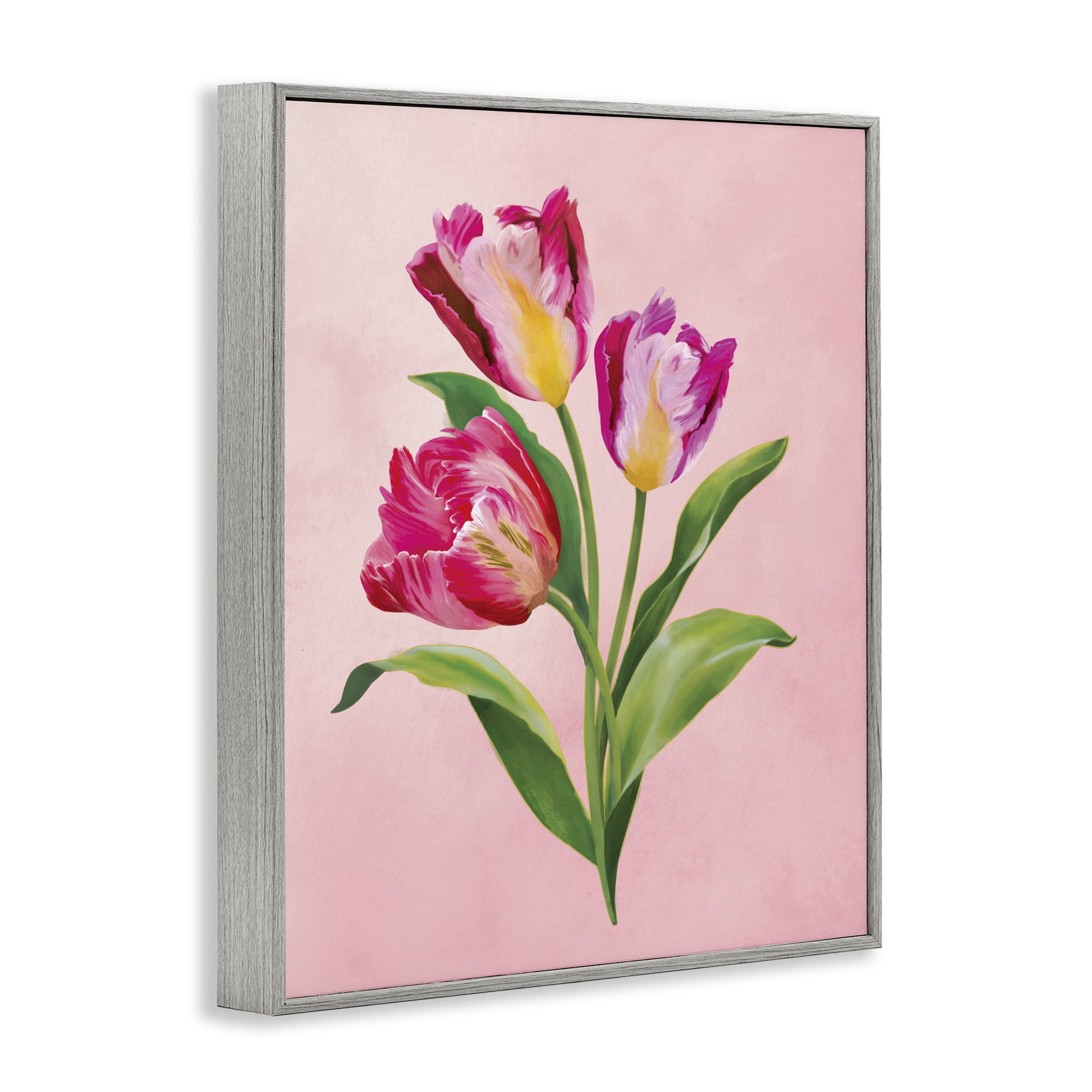 Stupell Industries Vibrant Magenta Tulips Gray Framed Giclee Art, design by Diane Neukirch
