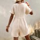 thumbnail image 4 of Gibobby Monos de Moda Mono de manga corta con cremallera y bolsillo con cuello en V sólido para mujer a la moda(Beige， L), 4 of 5