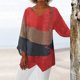 thumbnail image 4 of Camisetas de manga larga con dobladillo Irregular para mujer, Camiseta holgada con cuello en V, Tops de lino de algodón informales diarios de verano, estampado artístico Vintage, 4 of 4