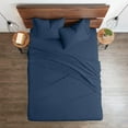 thumbnail image 2 of 600 Thread Count 100% Egyptian Cotton Ultra Soft Cotton Rich Easy Care Sateen Sheets,Cal-King Size 4 Piece Sheet Set Fit 32" Inch to 34" Inch Deep Pocket {Navy Blue Solid}, 2 of 6
