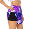 thumbnail image 3 of Lsque Swirl Print Blue Purple1 Printed Women's Running Shorts with Liner Pockets,Elastic Quick Dry Workout Athletic Gym Yoga Shorts,Womens High Waist Shorts-X-Large, 3 of 9