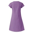 thumbnail image 5 of Homenesgenics ! Summer Dresses for Women under $10 Free Shipping Fashion Women Loose V-Neck Summer Solid Short Sleeve Cotton and Linen Dress, 5 of 5