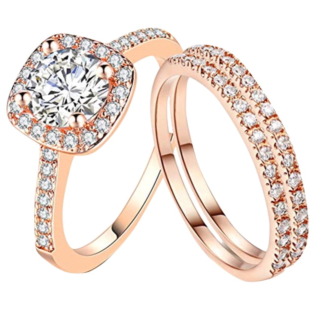 Bagues 3 Pcs Ensemble de Bagues pour Femmes Zircon Empilables Bagues Promesse Bague Mode Mariage Bijoux Accessoires 3 Pcs