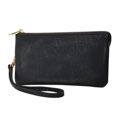 - Vegan Leather Wristlet Wallet Clutch Bag - Small Phone Purse Handbag, by Humble Chic NY