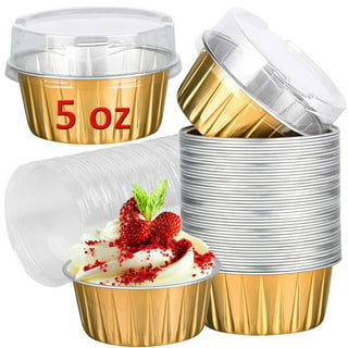 Flan Containers with Lids 5oz Disposable Dessert Holders 25pcs Rose Gold