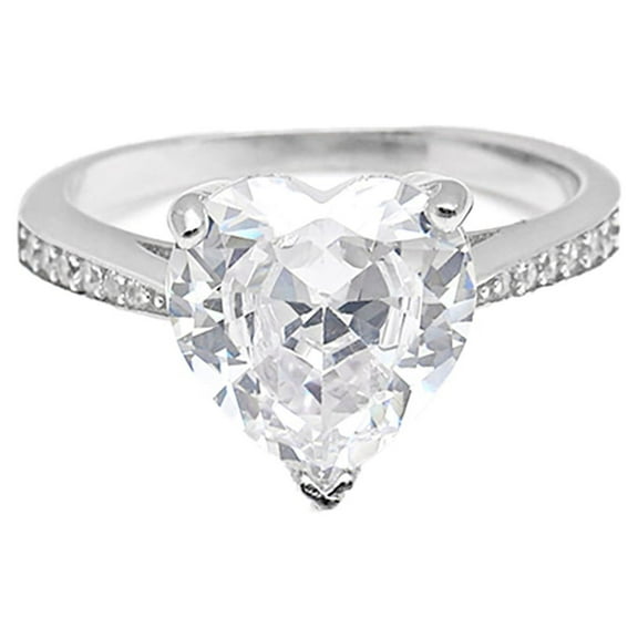 Lacie Heart Engagement Ring Sterling Silver Clear Cz Women Ginger Lyne Collection