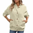 thumbnail image 5 of XUNKUSGA Bomber Jacket Women Fashion Corduroy Jackets for WomenCasual Button Down Lightweight Sweatshirt Women Solid Color Loose Long Sleeve Women Jackets S-2XL Brown, 5 of 9