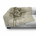thumbnail image 3 of Compass Soft Flannel Fleece Throw Blanket, Vintage Nautical Themed Graphic of Engraved Style Drawn Windrose, Cozy Plush for Indoor and Outdoor Use, 50" x 60", Eggshell Dark Cocoa, by Ambesonne, 3 of 6
