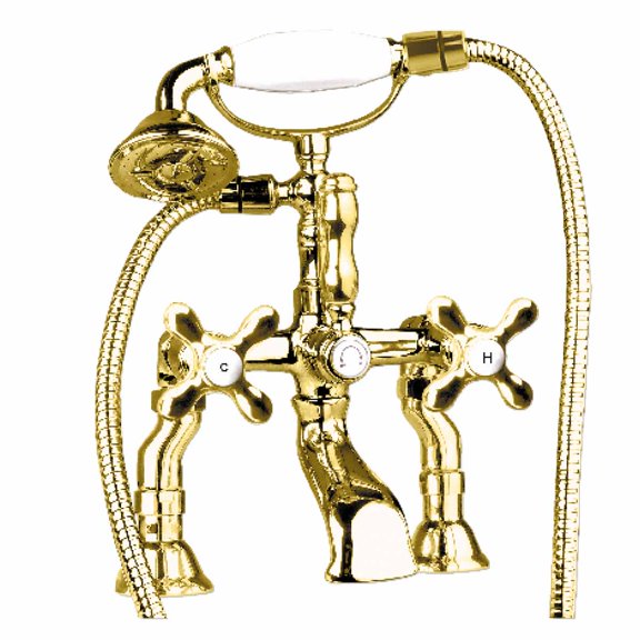 Handheld Shower Faucet Bathroom Sink Tap Telephone Shower Head Set w/Gold PVD Flex Hose| Renovators Supply
