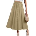 thumbnail image 2 of Amkhujs Flowy Skirts for Women Elastic High Waist Elegant Long Skirt with Pockets Casual Going Out Summer Skirt,Khaki,XXL, 2 of 8