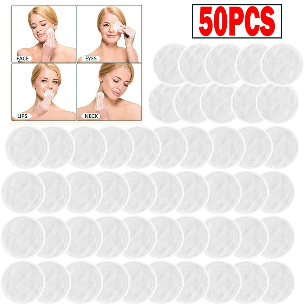 Dicasser Reusable Cotton Face Pads, Washable Bamboo Makeup Remover Rounds, Soft for Adults and Kids Skin Care（50PCS）