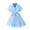 Sky Blue, variant on little Girl Dresses Fashion Color Matching Lapel Short Sleeve Lace Up Fashion Girls Pageant Dress