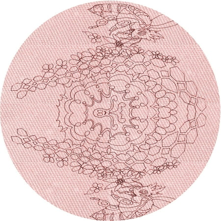 

Ahgly Company Indoor Round Patterned Pastel Red Pink Area Rugs 6 Round