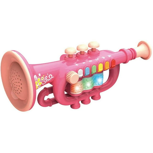 Pink Musical Horn Toy for Kids Ages 3+, ABS Plastic Battery-Powered Educational Electronic Toy with Built-in Speaker, Perfect Gift in Gift Box Packaging