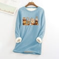 thumbnail image 1 of Hauts de Sortie pour Femmes Col Rond Poche Épaissie Peluche Chaude Manches Longues Hauts Chemises d'Automne en Liquidation, 1 of 4