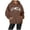 Brown, variant on NinXxx Women's Letter Printed Round Neck Pullover Long Sleeve Hoodie Green S