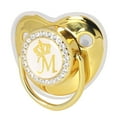 thumbnail image 1 of Baby Pacifier Baby Pacifier Infant Portable Exquisite Golden Crown Letter Rhinestone Pacifier With Chain Clip Letter M, 1 of 8