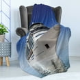 thumbnail image 4 of Cruise Ship Soft Flannel Fleece Blanket, White Cruise Ship on Water Level on a Clear Day with Calm Seas and Blue Sky, Cozy Plush for Indoor and Outdoor Use, 70" x 90", Blue and White, by Ambesonne, 4 of 5