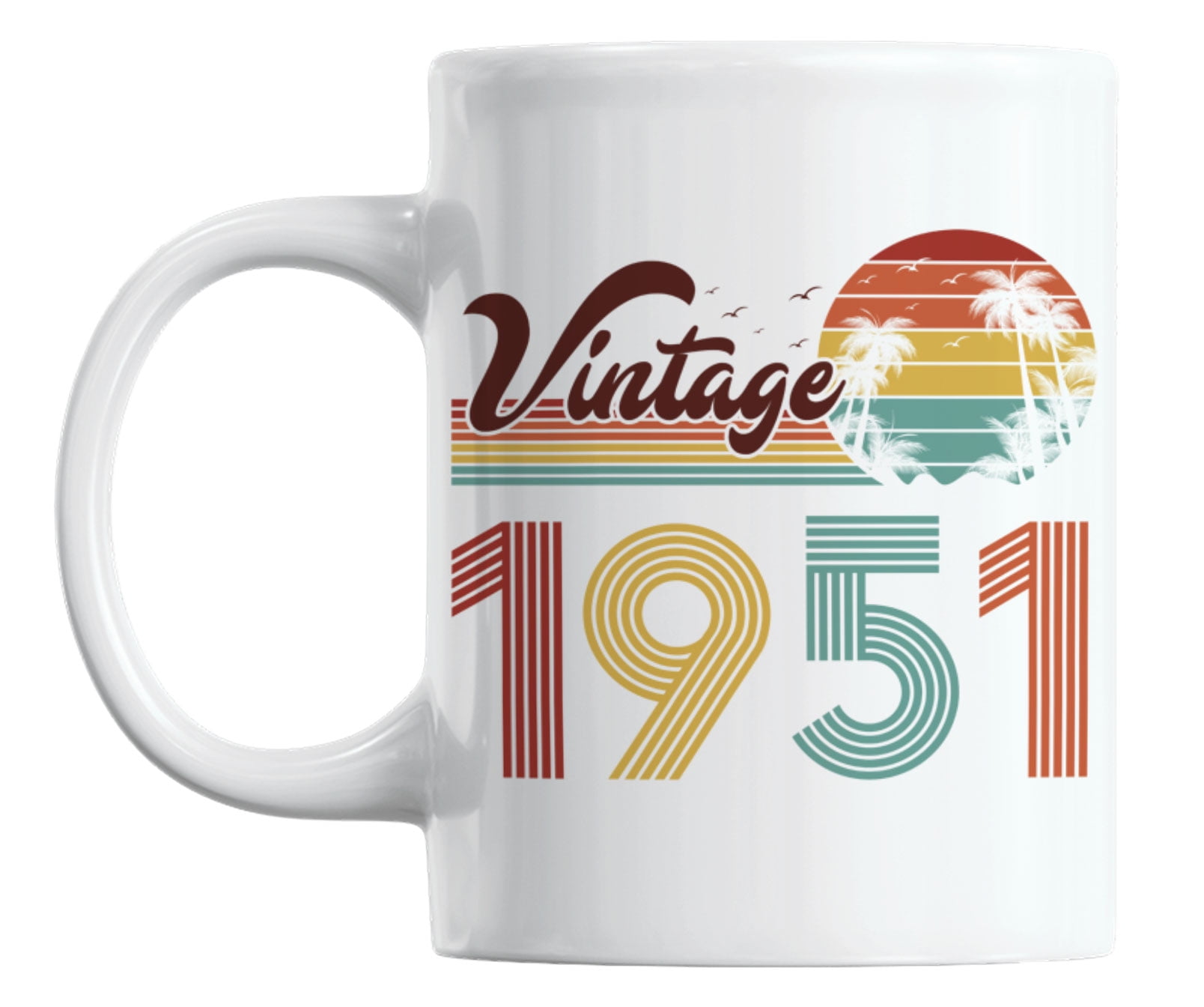 Vintage 1951 Feat Retro Sunset Palm Trees Ceramic Coffee Tea Mug vintage-1951-feat-retro-sunset-palm-trees-ceramic-coffee-tea-mug
