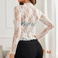 thumbnail image 6 of SNKSDGM Women's Plus Casual Easter Shirts Plus Size Tops for Women Summer Loose fit Women's Mesh Top Long Sleeve Neck Sheer Blouse See Through Floral Lace Tops Womens Short Sleeve Tops Casual Sexy, 6 of 6
