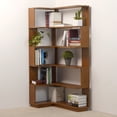 thumbnail image 5 of Leumius 5 Tier Freestanding L-Shaped Corner Bookshelf,Wooden Bookcase with Anti-drop Panel and Anti Tipping Device, Display shelf Open Storage,Dark Oak, 5 of 19