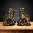 thumbnail image 6 of 1 Pair Kylin lin Sculpture Fengshui for Living room and home Decor Copper 5.5x7cm, 6 of 6