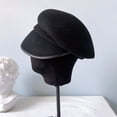 thumbnail image 3 of CoCopeaunt Winter Wool Cap With Duck Tongue, Female Minority Asymmetrical Military Cap, Pure Color Felt Hat, Fashion Top Hat, 3 of 6