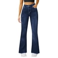 thumbnail image 1 of HongQid Women's Trendy Stretchy Flare Jeans Mid Rise Bootcut Curvy Denim Pants, 1 of 7