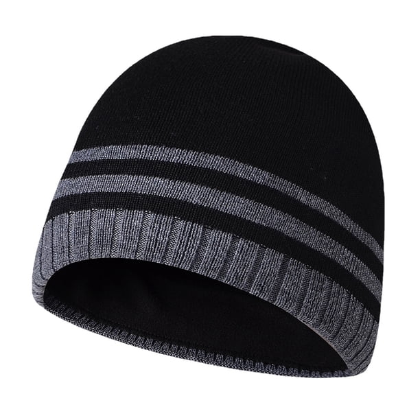 Gorro de invierno cálido de punto con puños lisos y estilo trineo