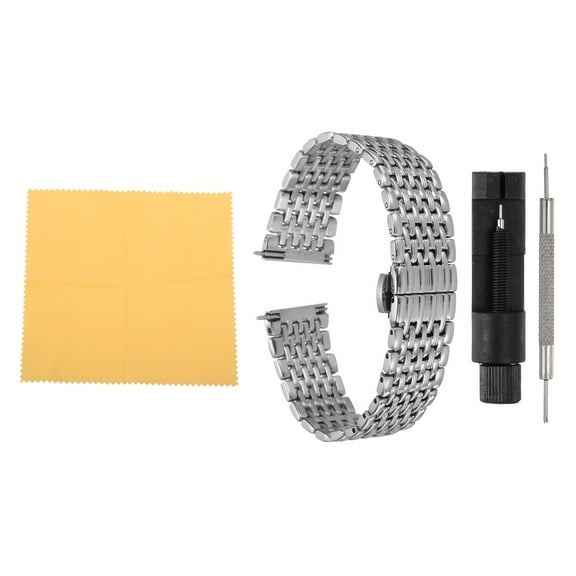Uxcell Stainless Steel Mesh Watch Band 20mm Quick Release Metal Watch Strap Butterfly Replacement Bands Silver Tone
