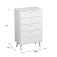 Dresser with 5 Drawers, Modern Wide Chest of Drawers, Tall Storage
