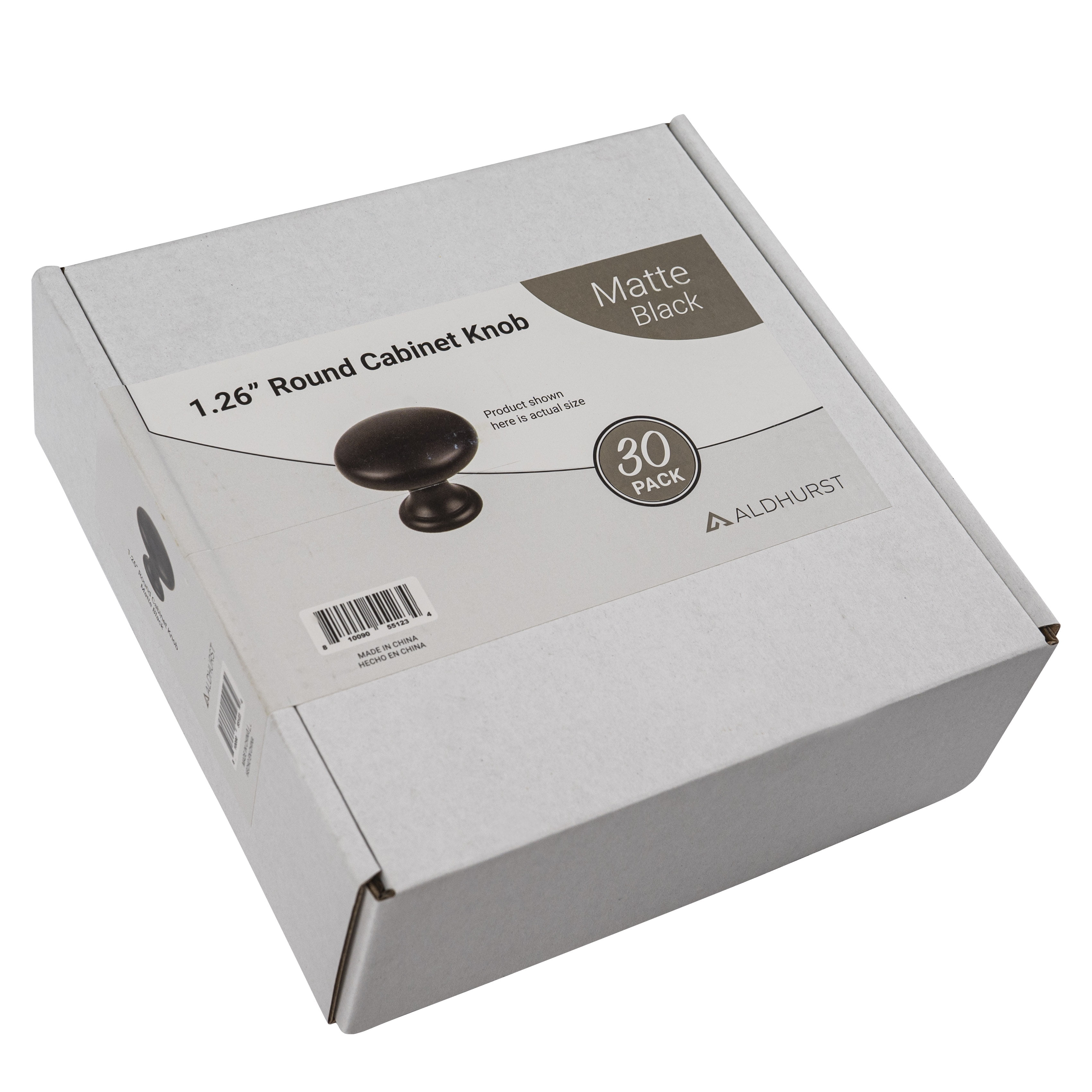 Aldhurst 30 Pack 1.25 inch Round Cabinet Knob Matte Black Stainless Steel 0.04lb