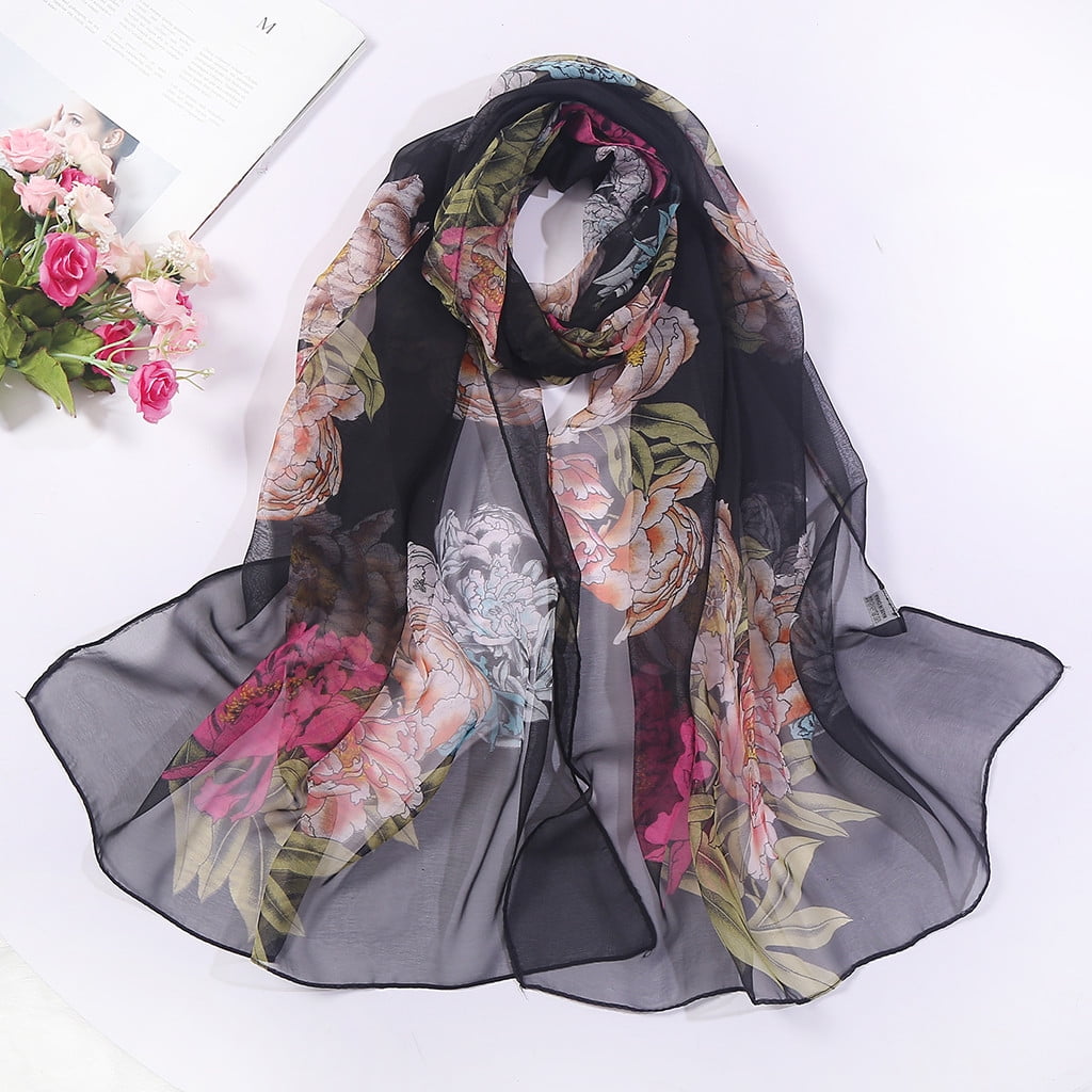 Naanle Flower Paisley Scarf Large Square Satin Silk Like Scarves Ethnic Floral Shawl Wraps Hair Sleep Headscarf for Women Lightweight 35