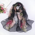 thumbnail image 2 of iOPQO Scarf Fashion Women Flower Print Long Soft Wrap Scarf Silk Shawl Scarves scarf Black, 2 of 4
