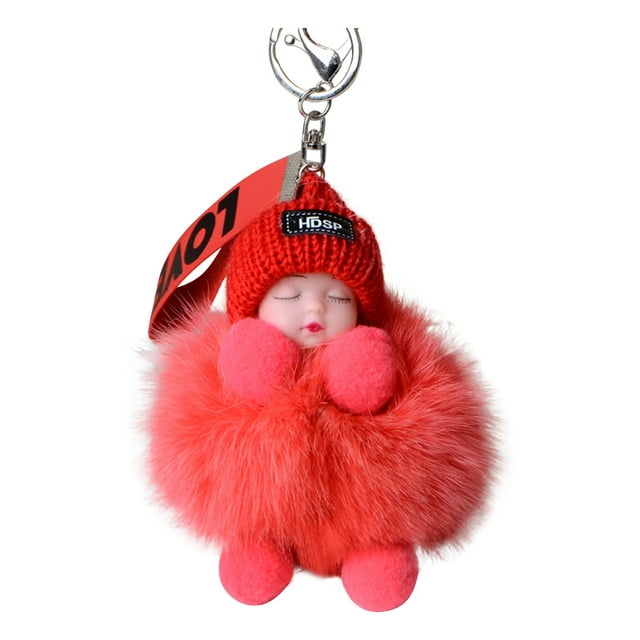 Dormir para Bebés Adecuado Colgantes Bebé Llavero Coche Pompón con Dormir Llaveros Peluche O Llaveros