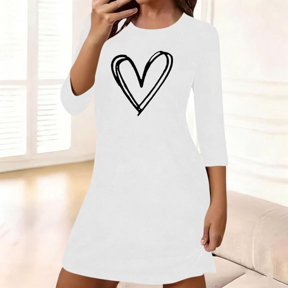 Wlynlyn Nightgown for Women Round Neck Loose Fitted Soft Sleep Pajama Dress Summer Casual Solid Color Nightshirts Comfy Loungewear