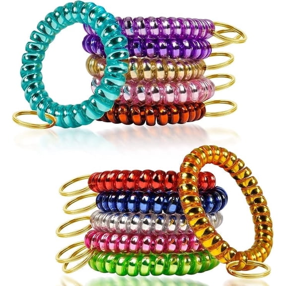 12-Color Stretchable Wristband Keychain,Wristband Key Ring Chain, Wrist Keychain with Spiral Design, Waterproof & Convenient, Suitable for Sauna, Gym, Swimming Pool, Outdoor Sports, Office, Shopping