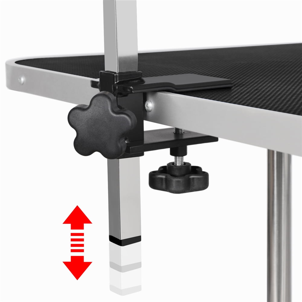 Yaheetech 45" Height Adjustable Pet Grooming Table Stainless Metal Arm Frame For Dogs/Cats/Pet Tools Storage Rack, Black
