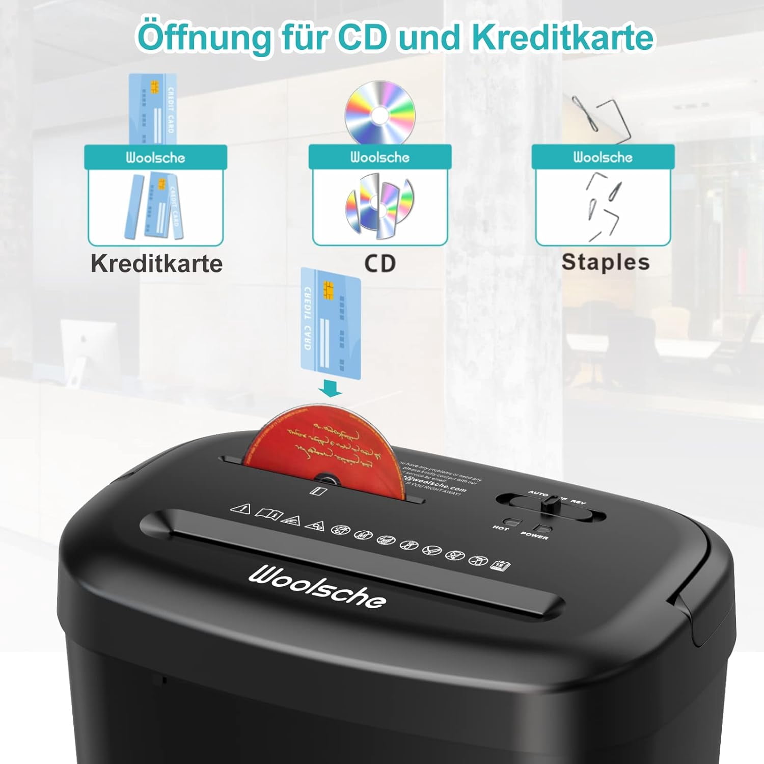 12‑Sheet Cross Cut Paper Shredder, Shreds Credit Cards, CDs & Paper Clips, 25L Bin for Home & Office Use