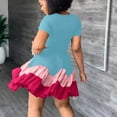 thumbnail image 4 of OAVQHLG3B Patchwork Crewneck Ruffles Dress for Women Mini Short Sleeve Slim Dresses Cute Dress Women Summer 2022 Vestidos Vestir, 4 of 9
