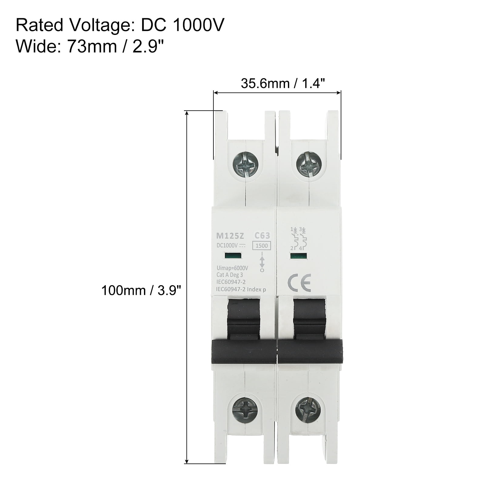 1 Pcs DC Miniature Circuit Breaker 2P 63A 1000V Isolator M125Z DIN Rail Mount Disconnect Switch Circuit Breaker Protection Thermal Magnetic Trip