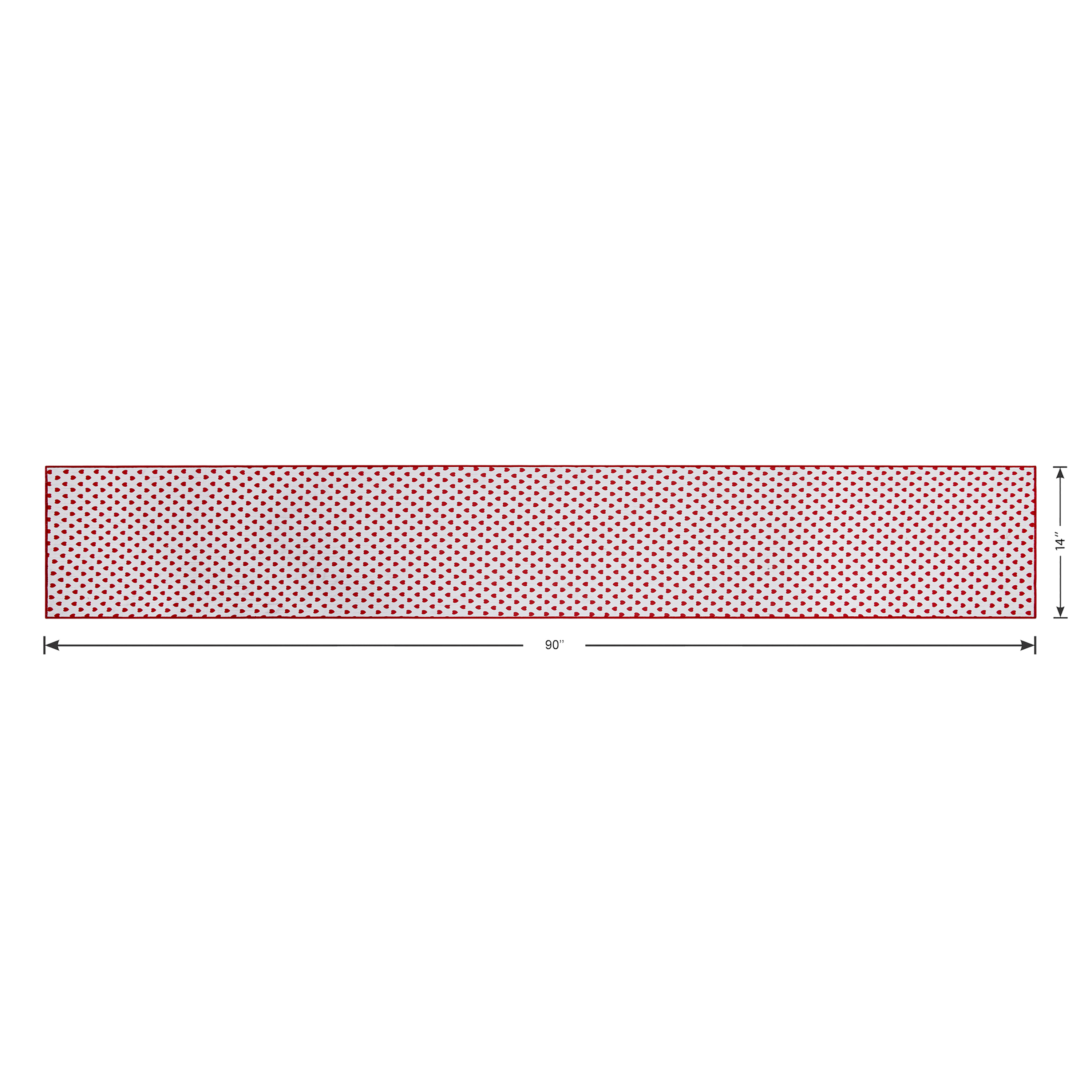 Reversible Hearts Table Runner - 14" x 90" - 100% Cotton, Red & Ivory