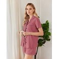 thumbnail image 3 of Ekouaer Womens Pajamas Set Button Down Pjs Lounge Sets Short Sleeve Sleepwear Soft Loungewear Nigthwear, 3 of 6