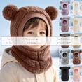 thumbnail image 4 of Lispipm Baby Fuzzy Bear Ear Balaclavas Hood Boys and Girls Winter Warm Neck Cover Hats Little Kid Outdoor Sport Accessory Beige 6-36 Months, 4 of 7