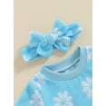 thumbnail image 6 of Musuos Baby Girls 3Pcs Summer Outfits 6 12 18 24M 3Y Short Sleeve Daisy Pattern T-shirt + Drawstring Shorts + Headband Set Casual Clothing for Toddler, 6 of 9