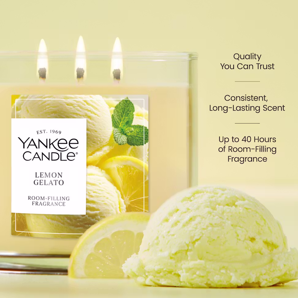 thumbnail image 4 of Yankee Candle Lemon Gelato Large  Signature 3-Wick Tumbler Candle - with Scents of Iced Lemon, Fluffy Marshmallow, and Smooth Vanilla, 4 of 4