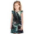 thumbnail image 1 of Balery Wave Ocean Animal Shark Camisón de princesa para niñas, pijama de algodón con mangas abullonadas, suave y bonito.-X-Large, 1 of 6