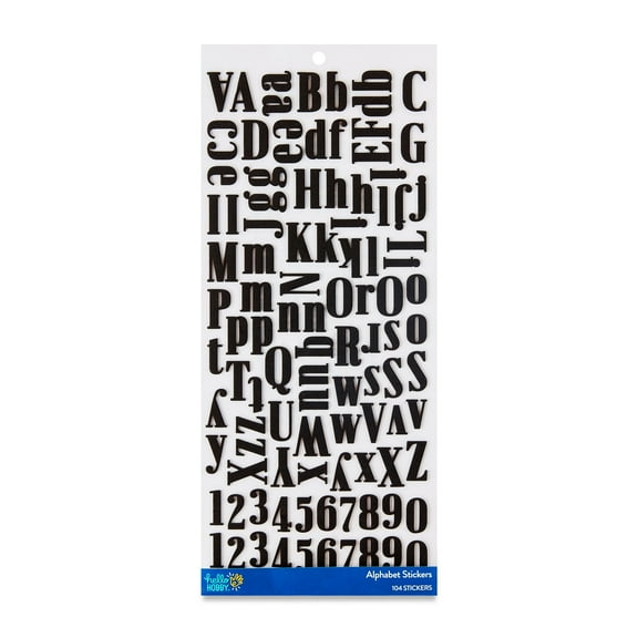 Hello Hobby Black Foam Alphabet Stickers, Letter Icons, 104 Count