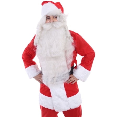 HPO Santa Beard and Wig for Adult  Men - Father White Beard Costume Accessory for Christmas, Holiday Parties & Cosplay Event