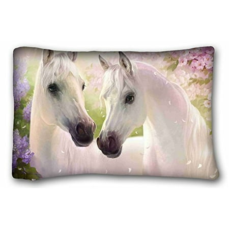 Custom Pillow Shams WinHome White Horse Pink Paradise Custom Pillowcase Pillow Sham Queen Size Pillow Cushion Case Cover Two Sides Printed 20x26 Inches Size 20x30 Inches Two Sided Print ()